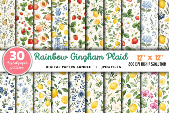 Download Rainbow Gingham Plaid Digital Papers - Papers Collection