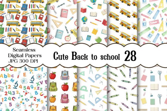 Download Cute Back to School Digital Papers - Papers Collection