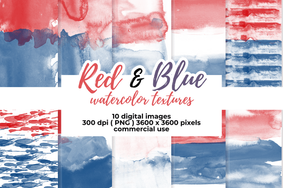 Download Red and Blue Watercolor Digital Papers - Papers Collection