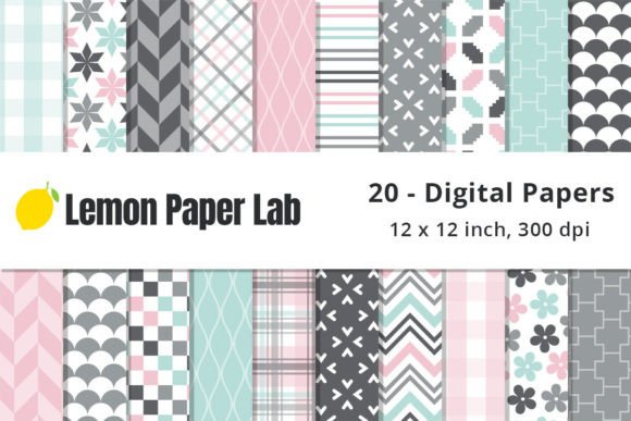 Download Pink and Grey Geometric Digital Papers - Papers Collection