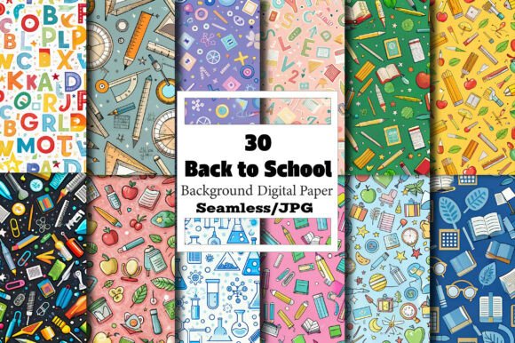 Download Back to School Digital Papers Patterns - Papers Collection