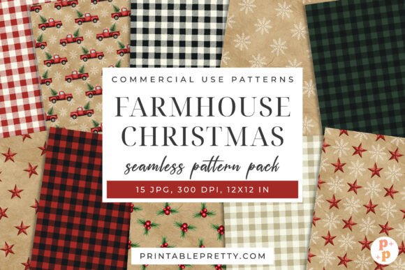 Download Farmhouse Christmas Digital Papers - Papers Collection