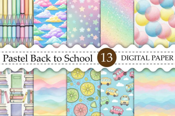 Download Pastel Back to School Digital Papers - Papers Collection