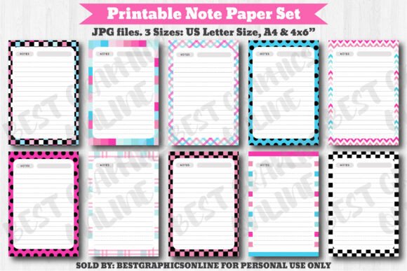 Download Printable Note Paper, Writing Papers Set - Papers Collection