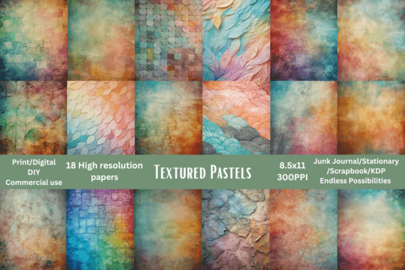 Download 18 Textured Pastel Papers Hi-Res 8.5x11 - Papers Collection