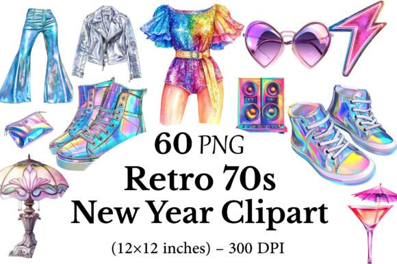 Download Retro 70s New Year Clipart - Retro Collection
