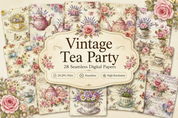 Download Vintage Tea Party Floral Papers - Papers Collection