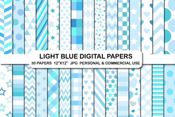 Download Light Blue Digital Papers Background Set - Papers Collection
