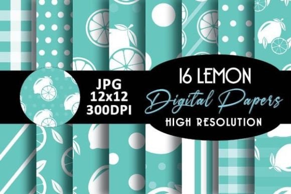 Download Mint Lemon Digital Papers Patterns - Papers Collection