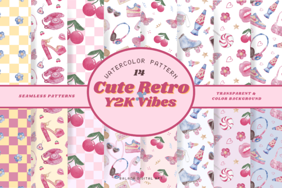 Download Y2K Cute Retro Patterns Set - Retro Collection