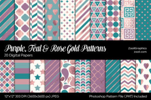 Download Purple, Teal &amp; Rose Gold Digital Papers - Papers Collection