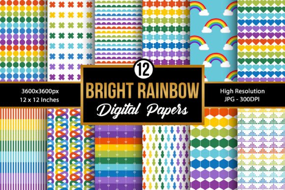Download Bright Rainbow Colors Digital Papers - Papers Collection
