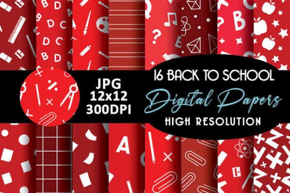 Download Red Back to School Digital Papers - Papers Collection
