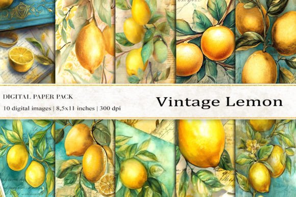 Download Vintage Lemon Digital Papers - Papers Collection