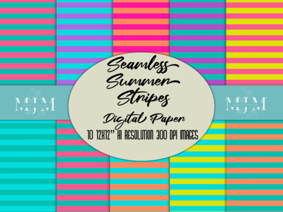 Download Summer Stripes Digital Papers Set - Papers Collection