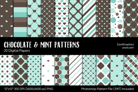 Download Chocolate and Mint Digital Papers - Papers Collection