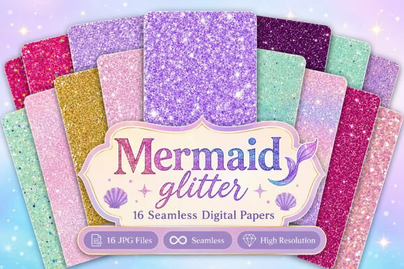 Download Mermaid Glitter Digital Papers - Papers Collection
