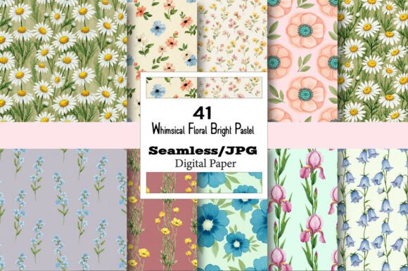 Download Whimsical Floral Bright Pastel Papers - Papers Collection
