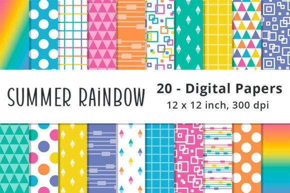 Download Summer Rainbow Colors Digital Papers - Papers Collection
