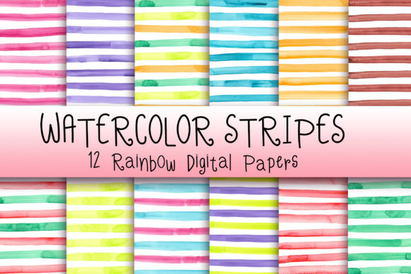 Download Watercolor Stripes Digital Papers - Papers Collection