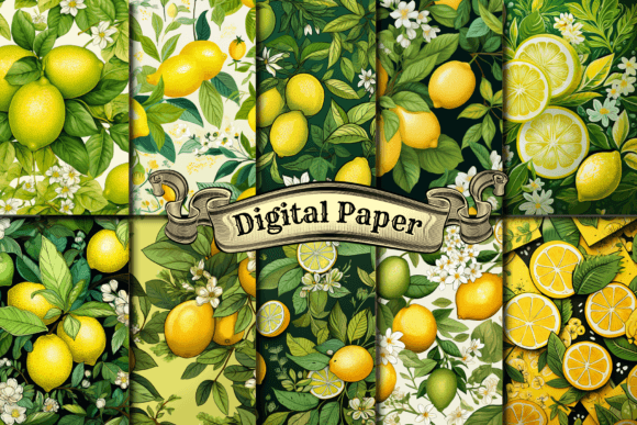 Download Watercolor Lime Lemon Digital Papers - Papers Collection
