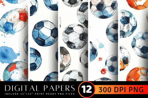 Download Watercolor Soccer Digital Paper Backgrou - Premium Bundle