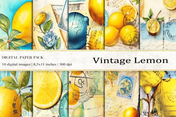 Download Vintage Lemon Digital Papers - Papers Collection