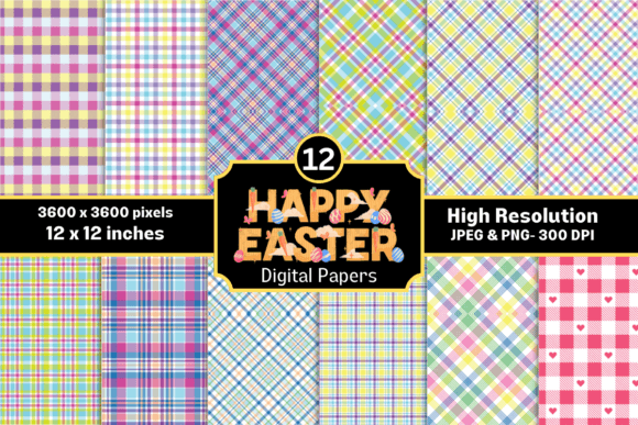 Download Easter Spring Plaid Digital Papers - Papers Collection