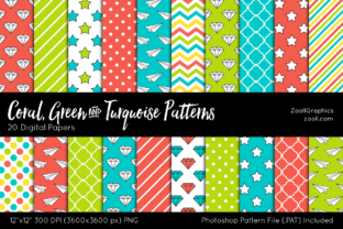 Download Coral, Green &amp; Turquoise Digital Papers - Papers Collection