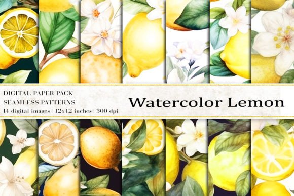 Download Watercolor Lemon Digital Papers - Papers Collection