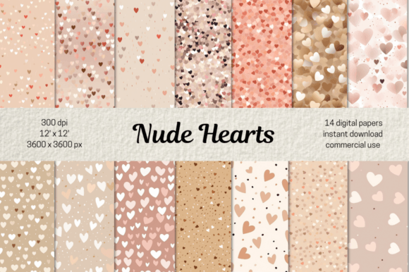 Download Valentines Nude Hearts Digital Papers - Papers Collection