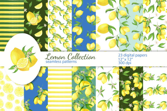Download Lemon Digital Papers, Seamless Patterns - Papers Collection