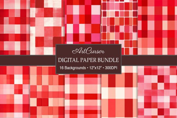 Download Red &amp; White Gingham Plaid Digital Papers - Papers Collection