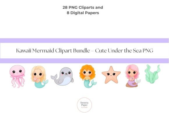 Download Mermaid Clipart + Digital Papers - Papers Collection