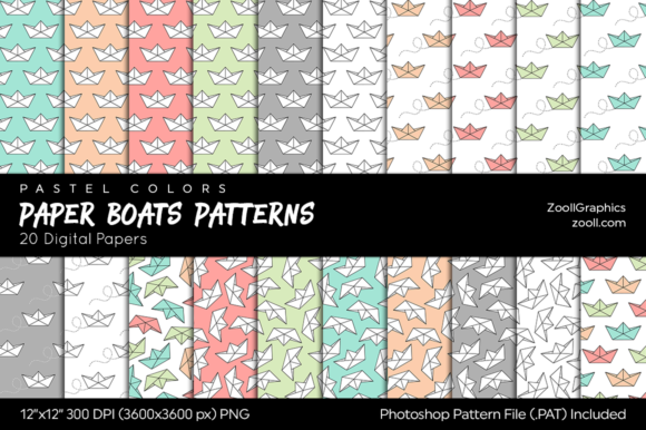 Download Paper Boats Pastel Digital Papers - Premium Resources