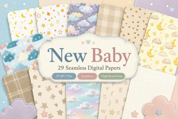 Download New Baby Digital Pattern Papers - Papers Collection