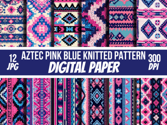 Download Aztec Pink Blue Knitted Papers Pattern - Papers Collection