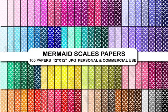 Download Mermaid Fish Scales Digital Papers Set - Papers Collection