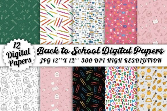 Download Back to School Digital Papers Patterns - Papers Collection