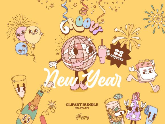 Download Groovy Retro New Year Party Bundle - Retro Collection