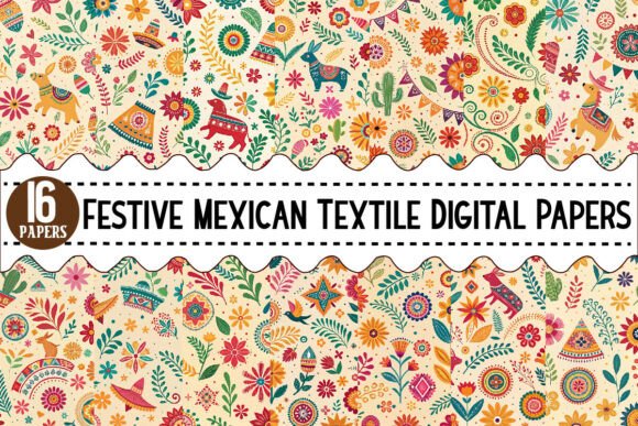Download Festive Mexican Textile Digital Papers - Papers Collection