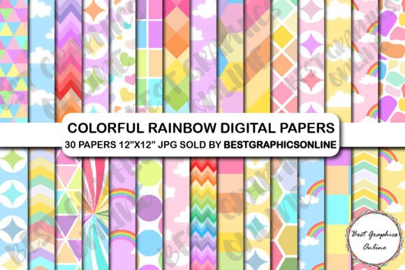 Download 30 Bright Rainbow Background Papers Pack - Papers Collection