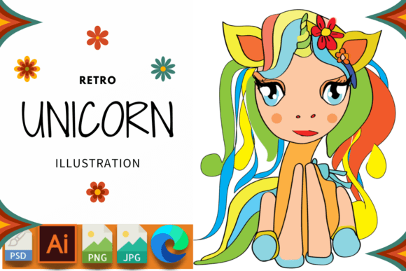 Download RETRO UNICORN ILLUSTRATION - Retro Collection
