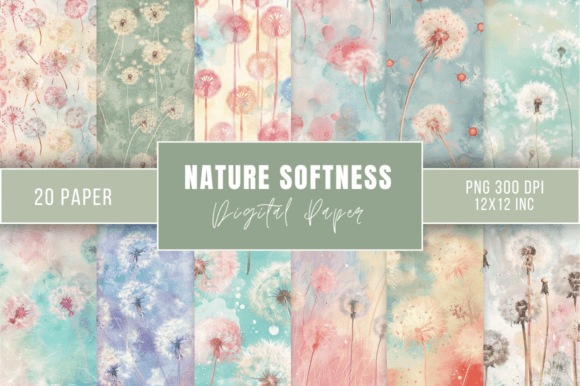 Download Pastel Dandelions Digital Papers Bundle - Papers Collection